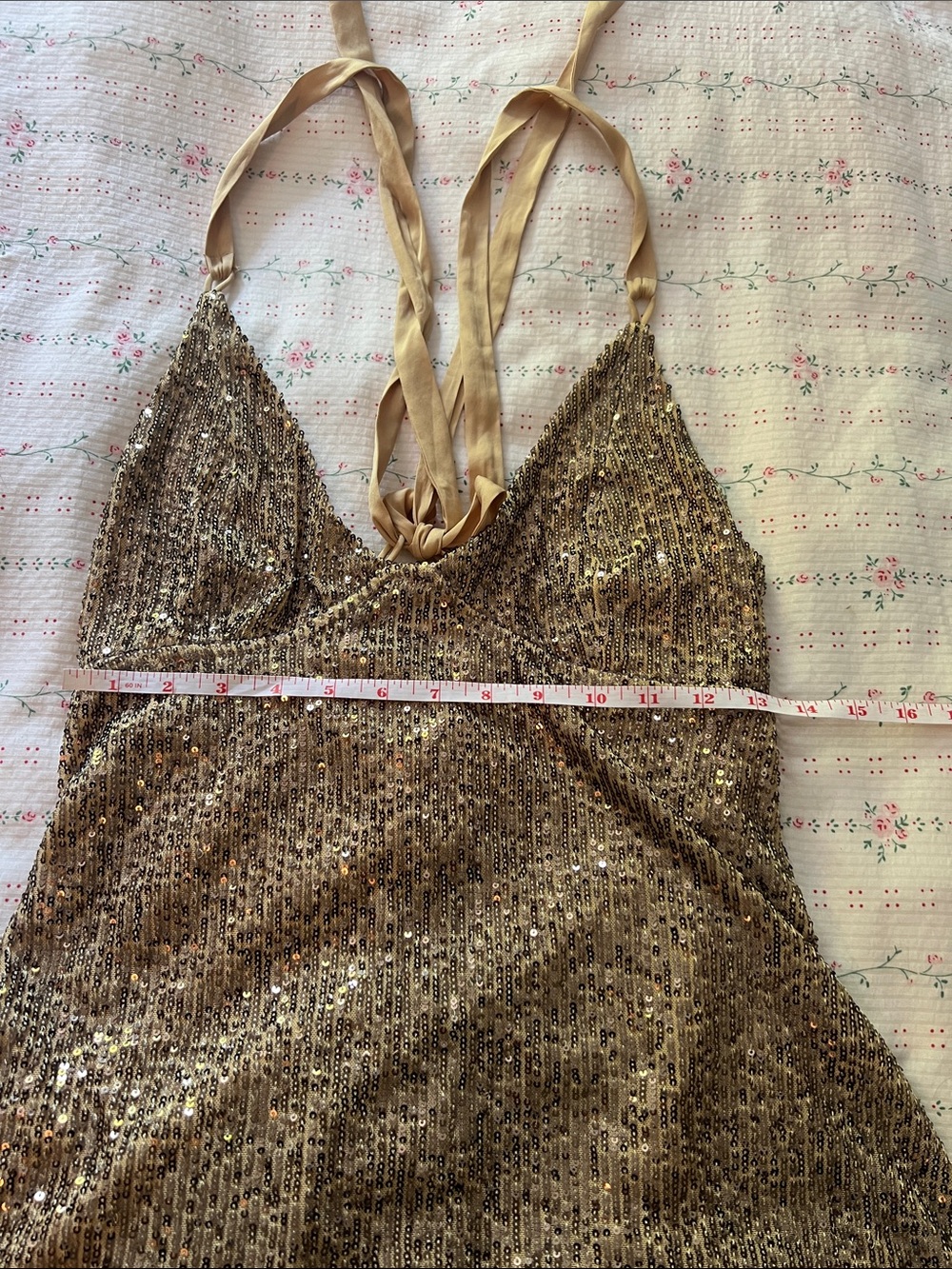 Free People Gold Sequin Mini Slip Dress - Picture 4 of 9